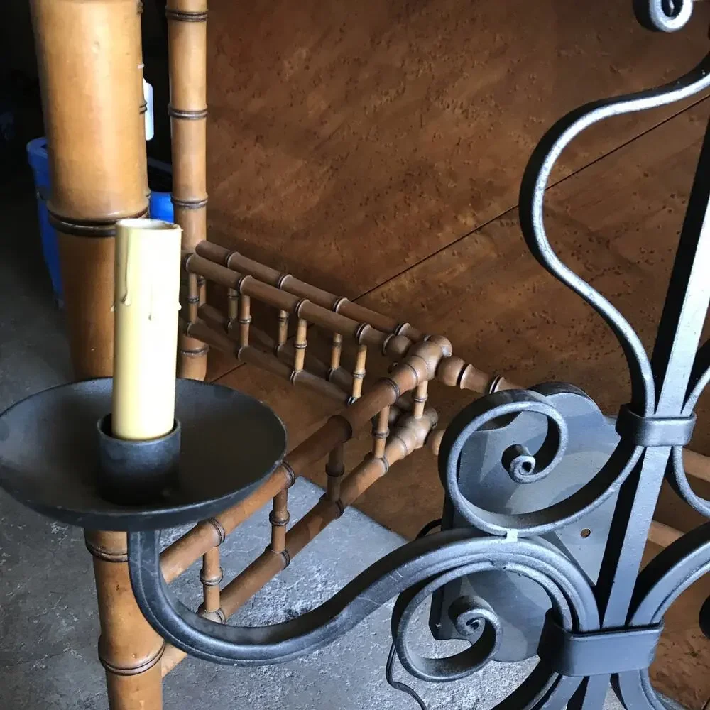 LARGE 1920S STYLE WROUGHT IRON SPANISH REVIVAL HOME WALL DOUBLE SCONCE LAMP
